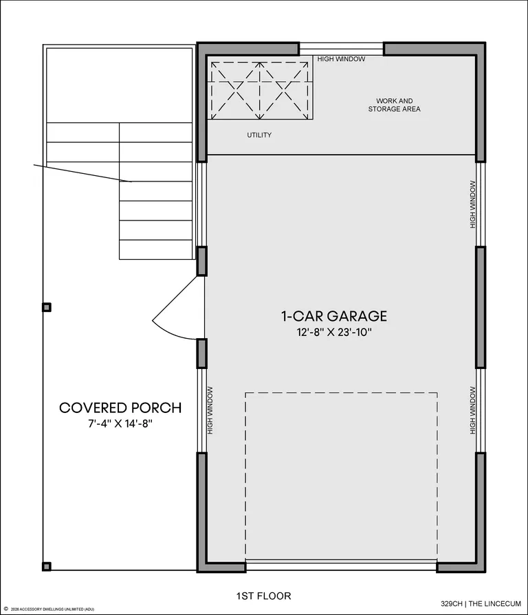 The Lincecum floorplan, garage level